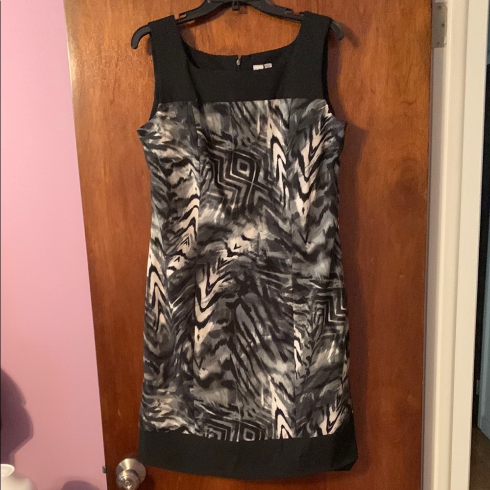 Emma & Michele Black and Gray Patterned Mini Dress